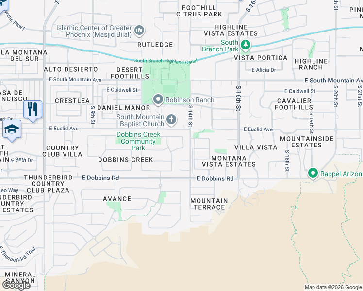 map of restaurants, bars, coffee shops, grocery stores, and more near 1334 East Gwen Street in Phoenix