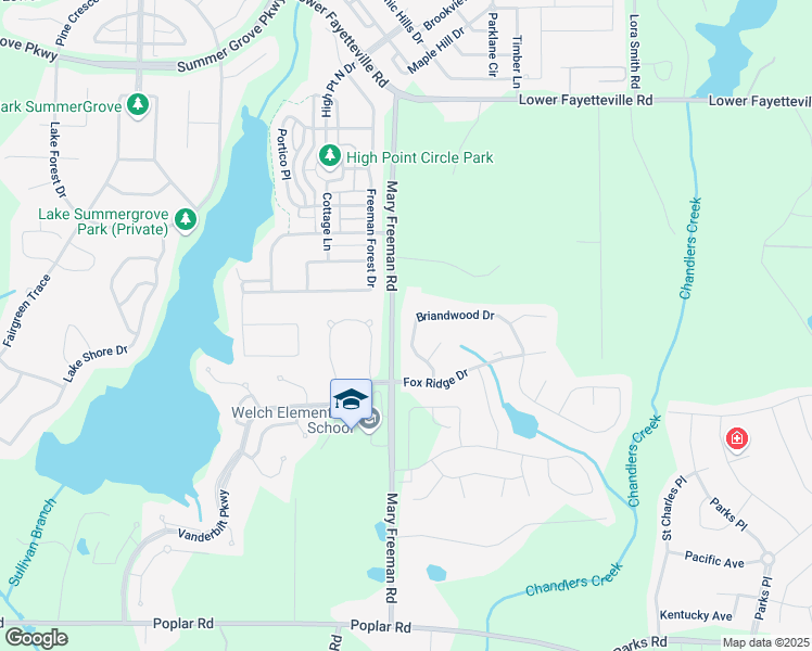 map of restaurants, bars, coffee shops, grocery stores, and more near 42 Briandwood Drive in Newnan