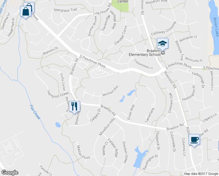 map of restaurants, bars, coffee shops, grocery stores, and more near 703 Tadmarton Court in Peachtree City