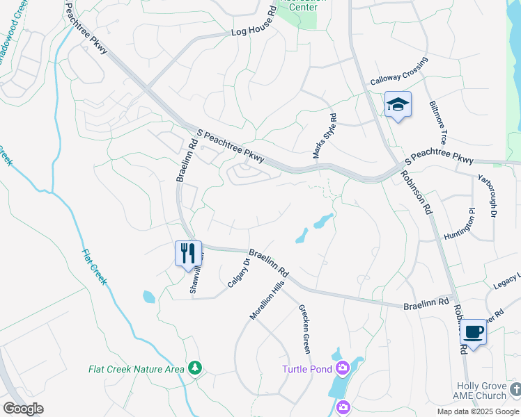 map of restaurants, bars, coffee shops, grocery stores, and more near 703 Tadmarton Court in Peachtree City
