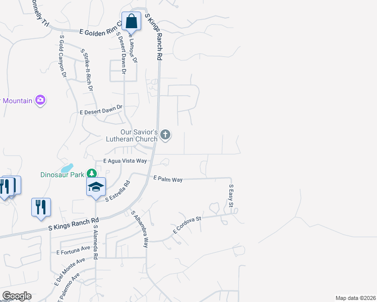 map of restaurants, bars, coffee shops, grocery stores, and more near 5406 South Via de Rico in Gold Canyon