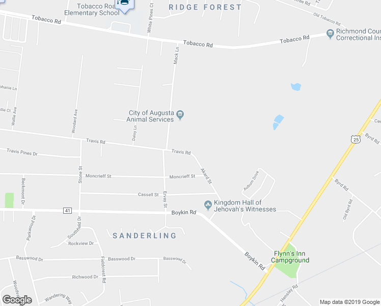 map of restaurants, bars, coffee shops, grocery stores, and more near 2101 Travis Road in Augusta