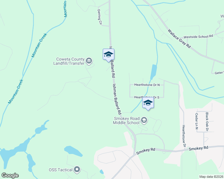 map of restaurants, bars, coffee shops, grocery stores, and more near 571 Ishman Ballard Road in Newnan