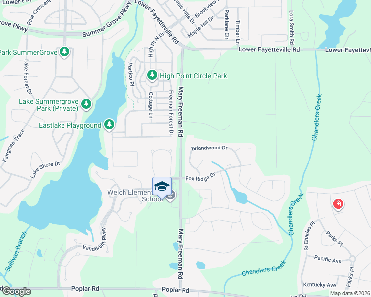 map of restaurants, bars, coffee shops, grocery stores, and more near 50 Briandwood Drive in Newnan