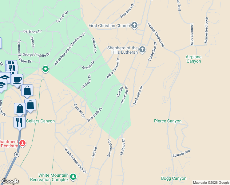 map of restaurants, bars, coffee shops, grocery stores, and more near 901-1099 Hull Road in Ruidoso