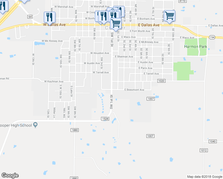 map of restaurants, bars, coffee shops, grocery stores, and more near 100 West Beaumont Avenue in Cooper