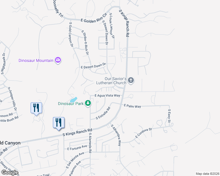 map of restaurants, bars, coffee shops, grocery stores, and more near Unnamed Road in Gold Canyon
