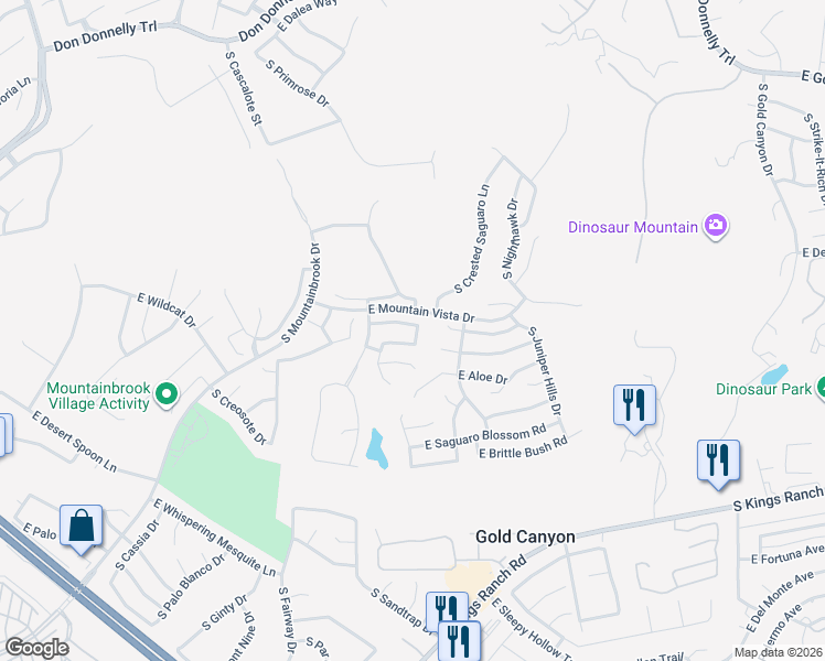 map of restaurants, bars, coffee shops, grocery stores, and more near 8489 East Golden Cholla Drive in Gold Canyon