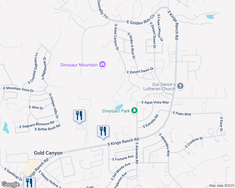 map of restaurants, bars, coffee shops, grocery stores, and more near 5371 South Gold Canyon Drive in Gold Canyon