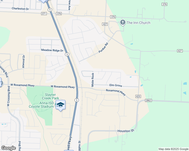 map of restaurants, bars, coffee shops, grocery stores, and more near 1914 White Rock in Anna