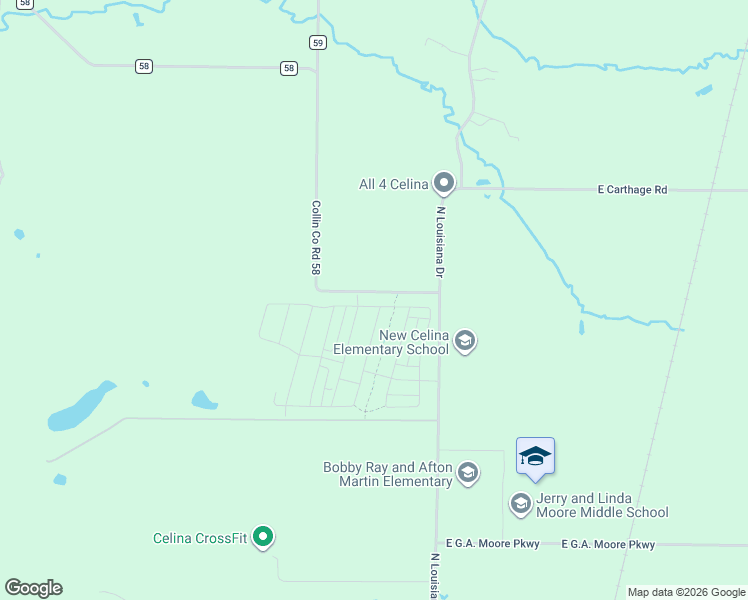 map of restaurants, bars, coffee shops, grocery stores, and more near 213 Barn Swallow Drive in Celina