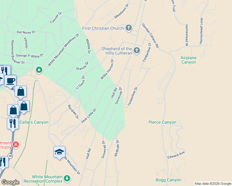 map of restaurants, bars, coffee shops, grocery stores, and more near 901-1099 Hull Road in Ruidoso