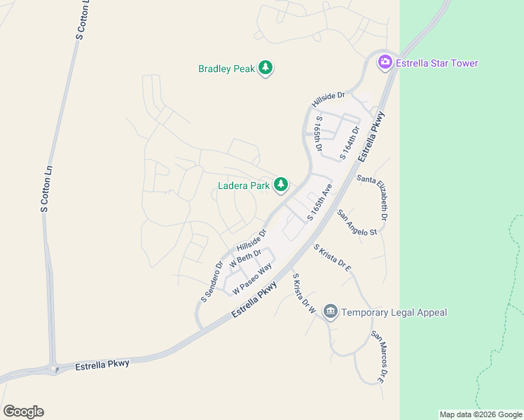 map of restaurants, bars, coffee shops, grocery stores, and more near 8789 South 167th Drive in Goodyear