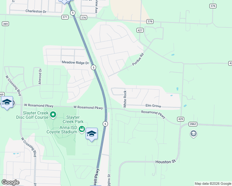 map of restaurants, bars, coffee shops, grocery stores, and more near 121 Chalk Road in Anna