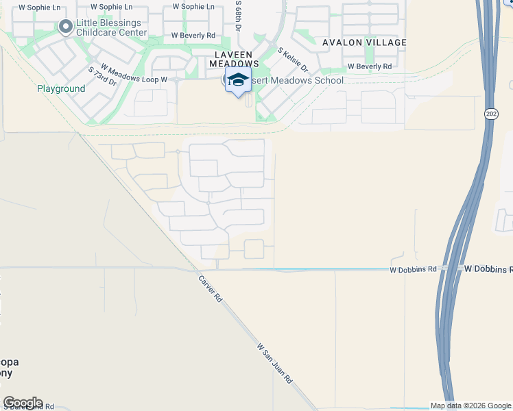 map of restaurants, bars, coffee shops, grocery stores, and more near 6697-6899 West Dobbins Road in Laveen