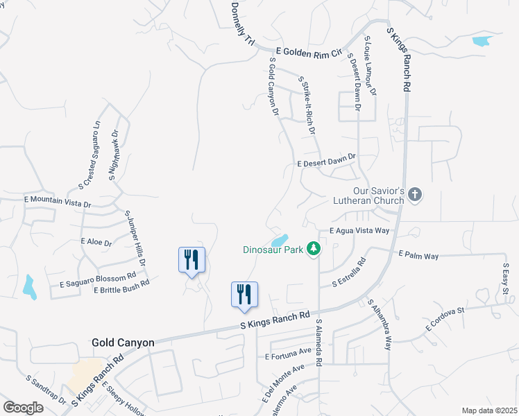 map of restaurants, bars, coffee shops, grocery stores, and more near 5371 South Gold Canyon Drive in Gold Canyon
