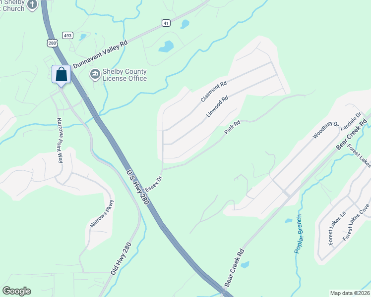 map of restaurants, bars, coffee shops, grocery stores, and more near 109 Cliff Road in Sterrett