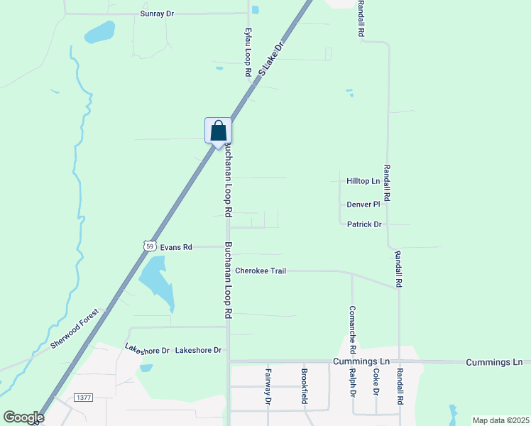 map of restaurants, bars, coffee shops, grocery stores, and more near Private Road 25164 in Texarkana