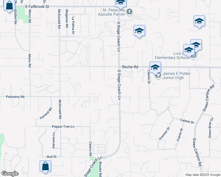 map of restaurants, bars, coffee shops, grocery stores, and more near 1425 Surrey Heights in Fallbrook