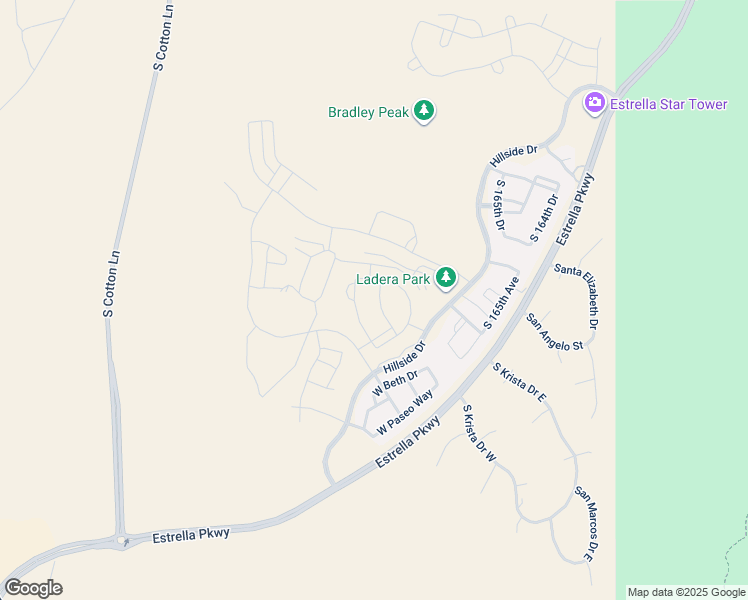 map of restaurants, bars, coffee shops, grocery stores, and more near 8804 South 167th Lane in Goodyear