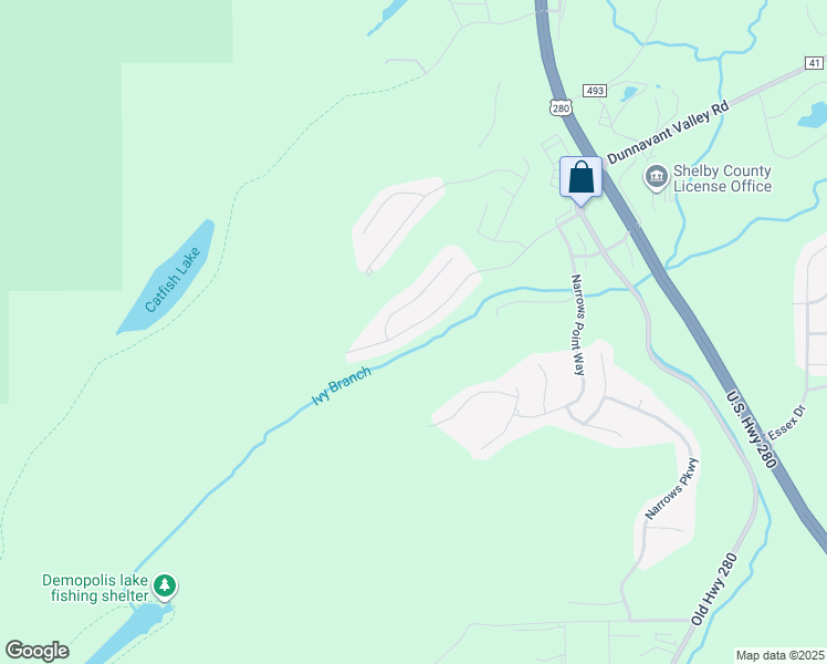map of restaurants, bars, coffee shops, grocery stores, and more near 313 Narrows Drive in Birmingham