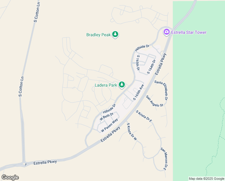 map of restaurants, bars, coffee shops, grocery stores, and more near 8789 South 167th Drive in Goodyear