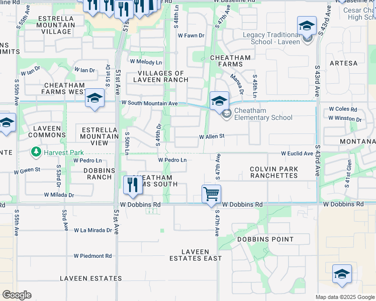 map of restaurants, bars, coffee shops, grocery stores, and more near 4803 West Samantha Way in Laveen