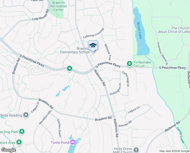 map of restaurants, bars, coffee shops, grocery stores, and more near 1239 Robinson Road in Peachtree City
