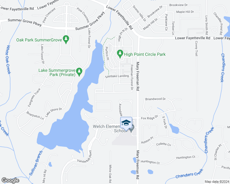 map of restaurants, bars, coffee shops, grocery stores, and more near 363 Freeman Forest Drive in Newnan