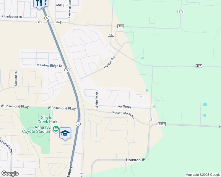 map of restaurants, bars, coffee shops, grocery stores, and more near 317 Indian Creek in Anna