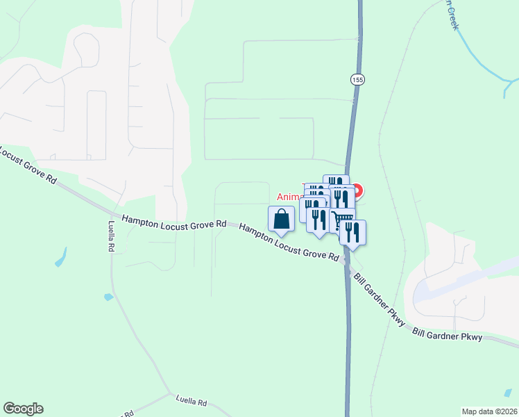 map of restaurants, bars, coffee shops, grocery stores, and more near in Locust Grove