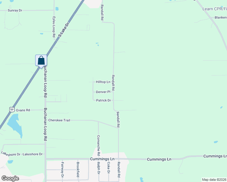 map of restaurants, bars, coffee shops, grocery stores, and more near 1035 County Road 1321 in Texarkana