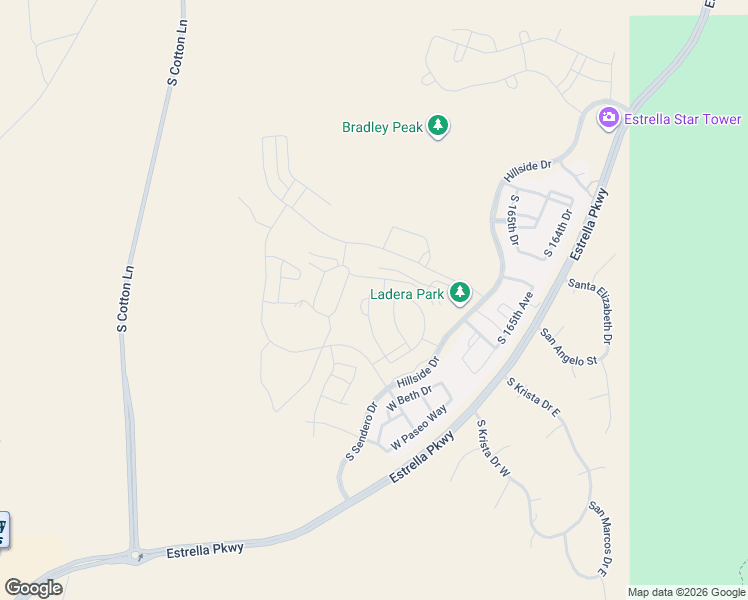 map of restaurants, bars, coffee shops, grocery stores, and more near 8786 South 167th Lane in Goodyear