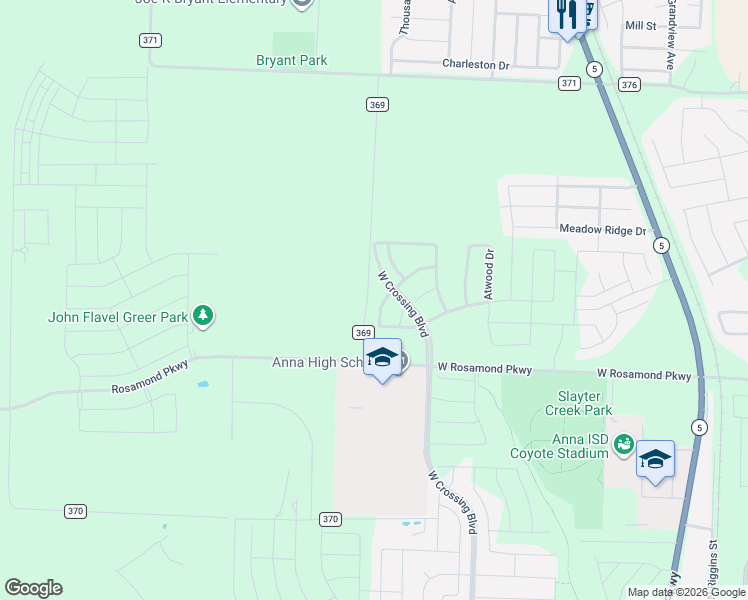 map of restaurants, bars, coffee shops, grocery stores, and more near in Anna