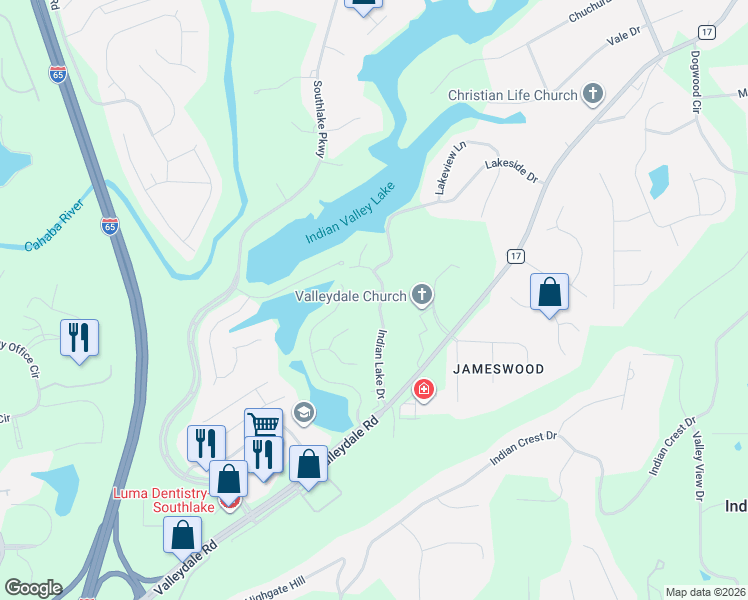 map of restaurants, bars, coffee shops, grocery stores, and more near 1928 Indian Lake Drive in Birmingham