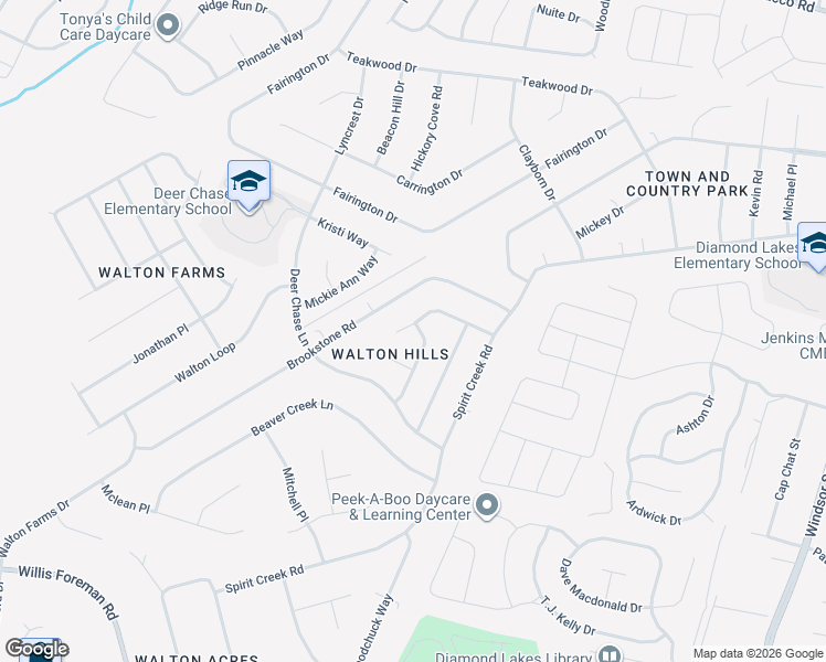 map of restaurants, bars, coffee shops, grocery stores, and more near 1518 Sandstone Lane in Hephzibah