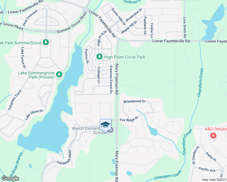 map of restaurants, bars, coffee shops, grocery stores, and more near 304 Freeman Forest Drive in Newnan