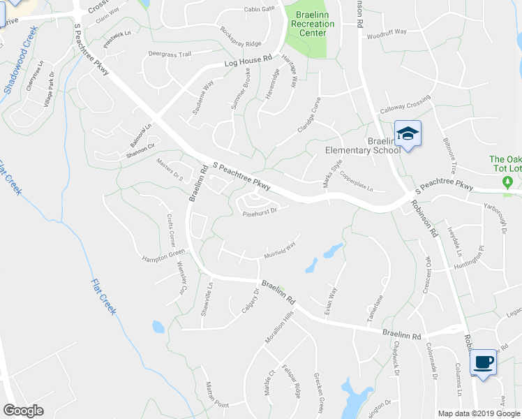 map of restaurants, bars, coffee shops, grocery stores, and more near 1041 Pinehurst Drive in Peachtree City