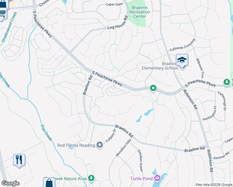 map of restaurants, bars, coffee shops, grocery stores, and more near 1041 Pinehurst Drive in Peachtree City