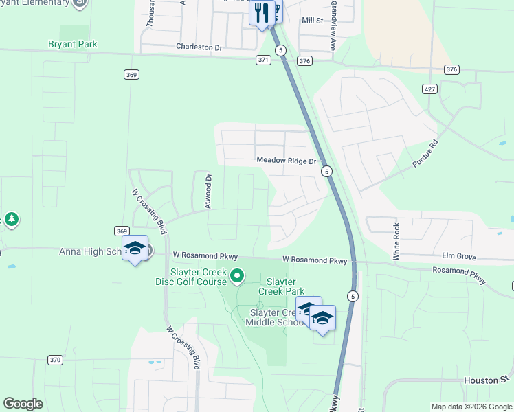map of restaurants, bars, coffee shops, grocery stores, and more near 2004 Erlinda Drive in Anna