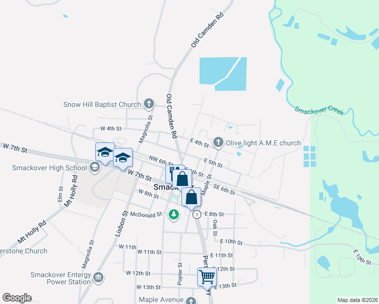 map of restaurants, bars, coffee shops, grocery stores, and more near 406 Martin Luther King Drive in Smackover