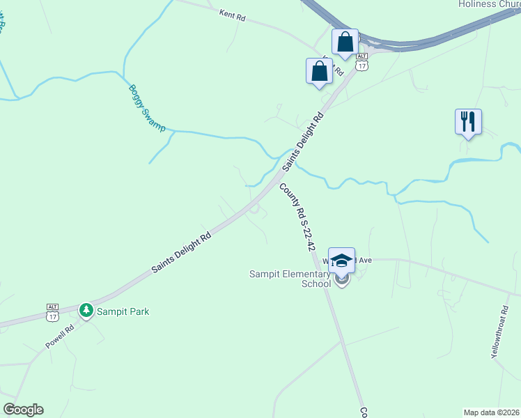 map of restaurants, bars, coffee shops, grocery stores, and more near Bud Road in Georgetown