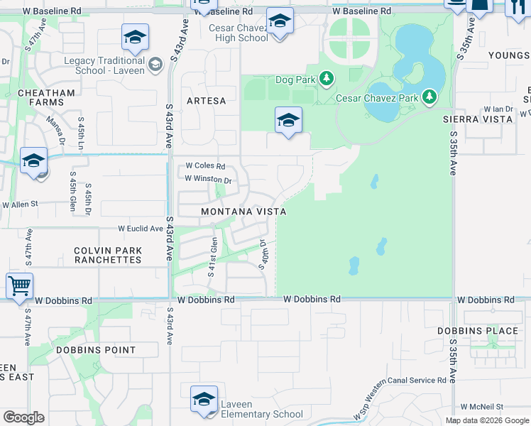 map of restaurants, bars, coffee shops, grocery stores, and more near 4009 West Desert Drive in Phoenix