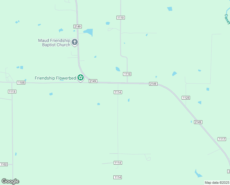 map of restaurants, bars, coffee shops, grocery stores, and more near 160 County Road 1114 in Maud