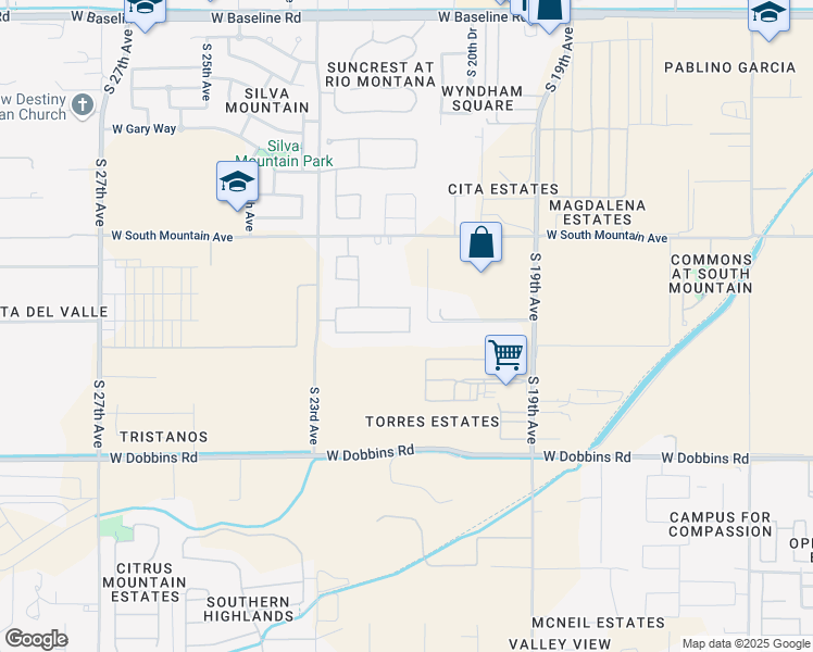 map of restaurants, bars, coffee shops, grocery stores, and more near 2108 West Samantha Way in Phoenix