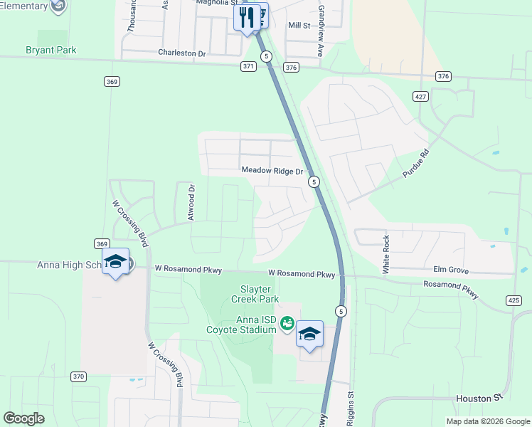 map of restaurants, bars, coffee shops, grocery stores, and more near in Anna