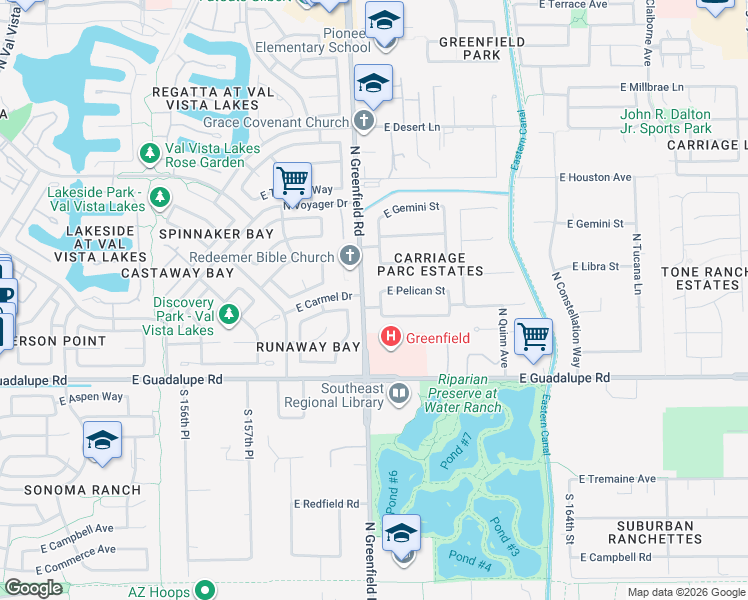 map of restaurants, bars, coffee shops, grocery stores, and more near 950 North Portland Avenue in Gilbert