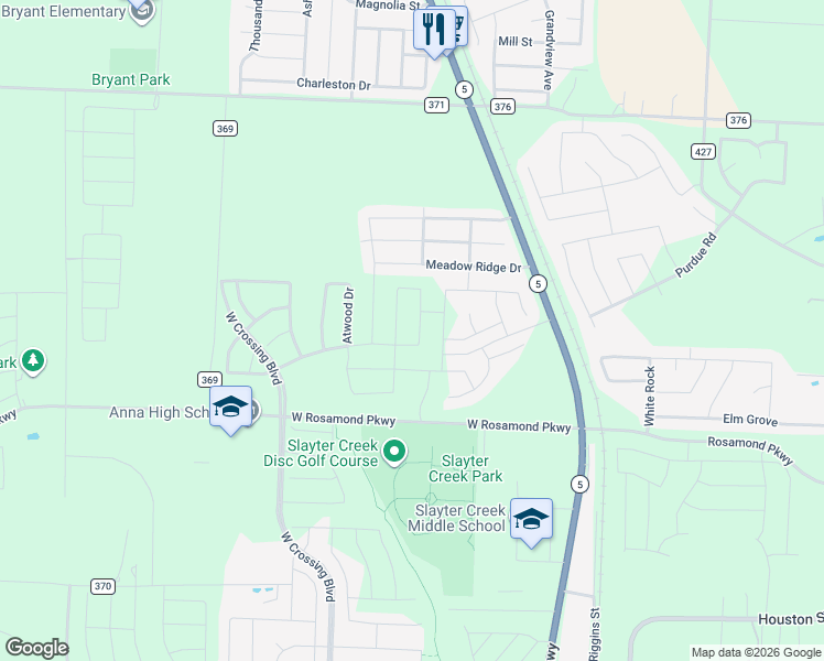 map of restaurants, bars, coffee shops, grocery stores, and more near 2004 Erlinda Drive in Anna