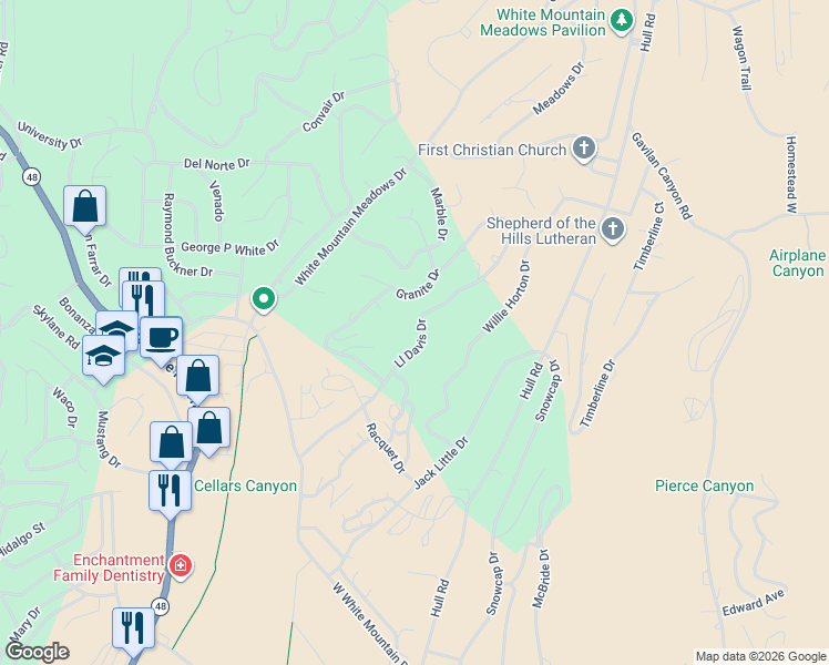 map of restaurants, bars, coffee shops, grocery stores, and more near 309 Ll Davis Drive in Ruidoso
