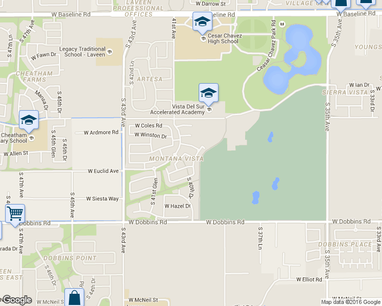 map of restaurants, bars, coffee shops, grocery stores, and more near 4018 West Desert Drive in Phoenix